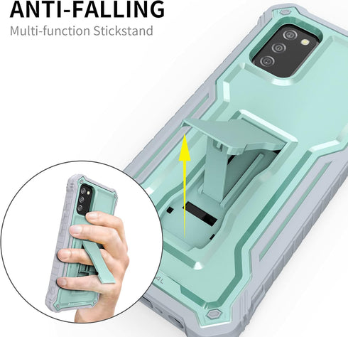 DUOPAL for Samsung Galaxy A02S Case, Military Grade Protection Dual Layer Shockproof Case with Tempered Glass HD Screen Protector and Kickstand Co...