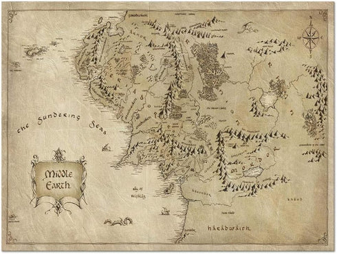 Yatsen Bridge Vinatge Wall Art Picture Canvas Painting Map of Middle Earth Poster HD Print Home Decor Artwork for Living Room Bedroom Office Stret...