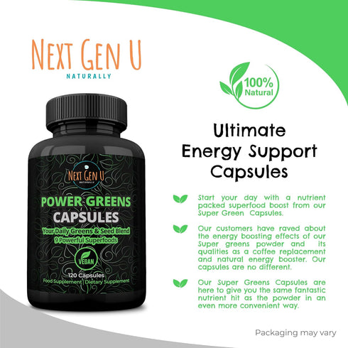 NGU Super Greens Immune System Support 500 mg 120 Vegan Capsules Contains Mixed Superfoods for Daily Booster Healthy Keto Blend w/Acai, Wheatgrass...