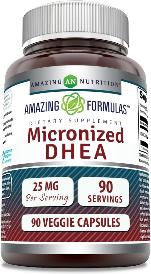 Amazing Formulas Micronized DHEA 25mg 90 Veggie Capsules Supplement | Non-GMO | Gluten Free | Made in USA | Ideal for Vegetarians | Dehydroepiandr...