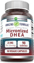 Amazing Formulas Micronized DHEA 25mg 90 Veggie Capsules Supplement | Non-GMO | Gluten Free | Made in USA | Ideal for Vegetarians | Dehydroepiandr...