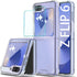 for Samsung Galaxy Z Flip 6 Clear Case with Tempered Glass Screen Protector - Slim Fit, Anti-Yellowing, Shockproof Cover, Hard Transparent Case fo...
