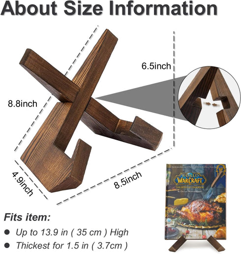 Cross Design Cookbook Stand - Beautiful Wood Texture, Stable Structure - Wooden Recipe Book Holder- Multifunctional Display Stand, Kitchen Counter...
