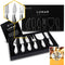 Lunar 6-Piece Cheese Knife Set - Premium Stainless Steel Cheese Knives Collection - Charcuterie Board Accessories Gift Ready w/ 15 Festive Recipes...