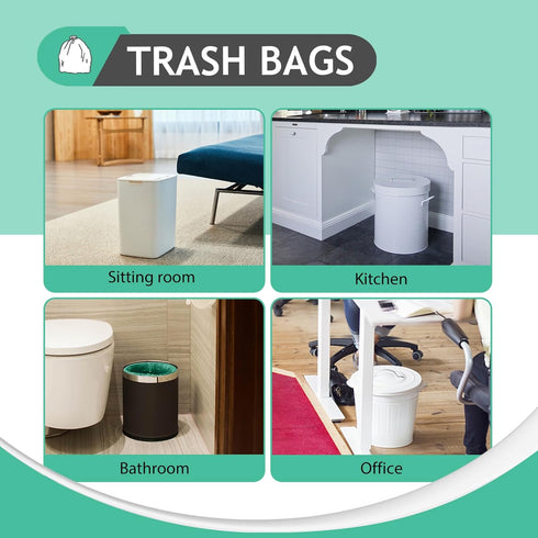 2 Gallon 80 Counts Strong Trash Bags Garbage Bags by Teivio, Bathroom Trash Can Bin Liners, Small Plastic Bags for home office kitchen, Green...