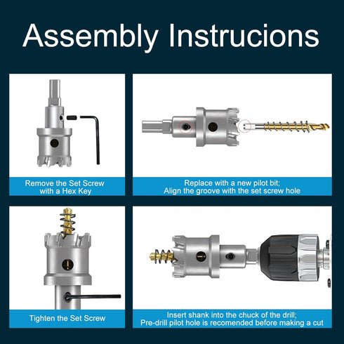 TCT Hole Saw Set, 2-1/2"(64mm) Heavy Duty Tungsten Carbide Tipped Hole Cutters for Stainless Steel Mild Steel Copper Iron Brass Plastic and More, ...