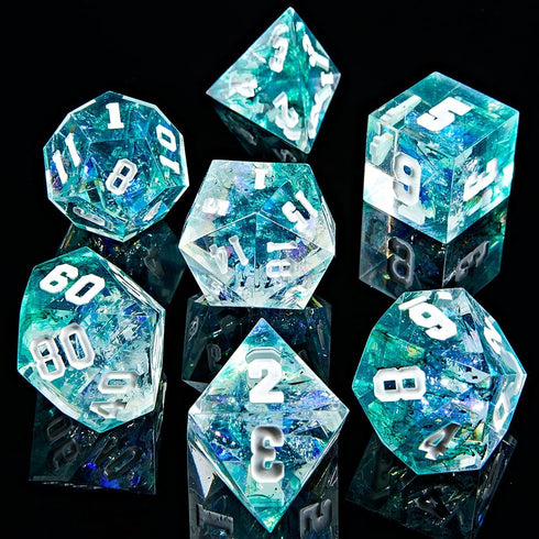 Sarp Edge DND Dice Set Handmade 7 Pieces Dice for Dungeons and Dragons TRPG Games Multi-Sided RPG Polyhedral Resin Sharp Edge Dice Roleplaying Gam...