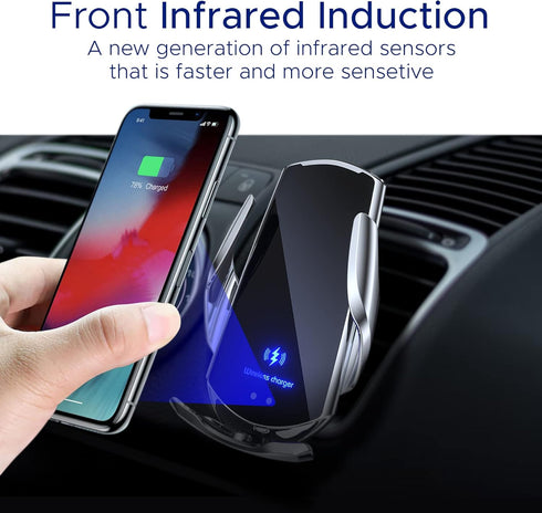 Wireless Car Mount Charger - Fast Wireless Car Charger Phone Case for iPhone, Android, and Qi-Enabled Devices - Auto Clamping & Rotating Car Phone...