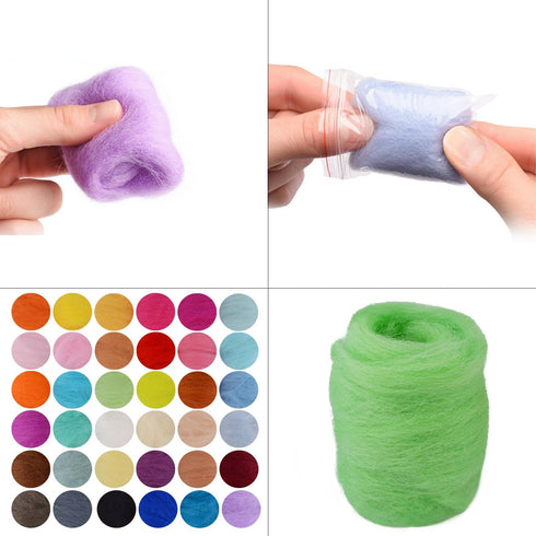 Needle Felting Kit Wool Roving 36 Colors Set Starter Tool Kit for Felted Animal gift Fibre Yarn Needle Felting Supplies...