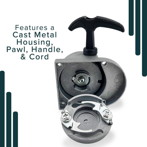 AlveyTech Recoil Pull Start Assembly for 48cc-80cc 2-Stroke Bicycle Engine Kits - Durable Cast Metal Housing Recoil Starter with Pawl, Handle and ...