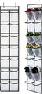 KEEPJOY Over The Door Shoe Organizer, Hanging Shoe Organizer with 4 Hooks, Shoe Holder with 14 Mesh Pockets Closet Door Shoe Storage Bag (White-2P...