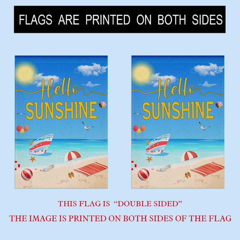 Hello Sunshine Summer Garden Flag,Summer Beach Decorations Garden House Flag Holiday Party Burlap Outdoor Décor 12.5x18 Inch...
