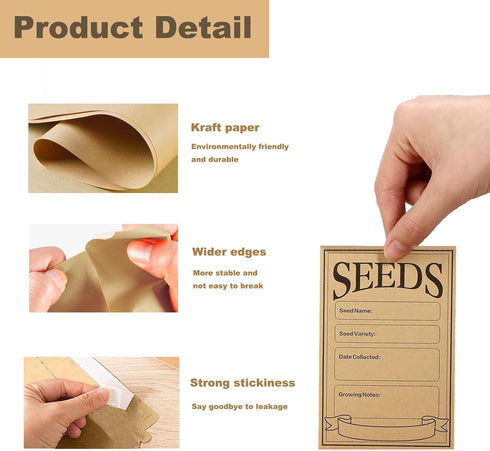 150 Pcs Kraft Seed Envelopes, Resealable Seed Packets Envelops Small Self Sealing Seed Saving Envelopes bulk for Collection of Vegetable Flower Se...