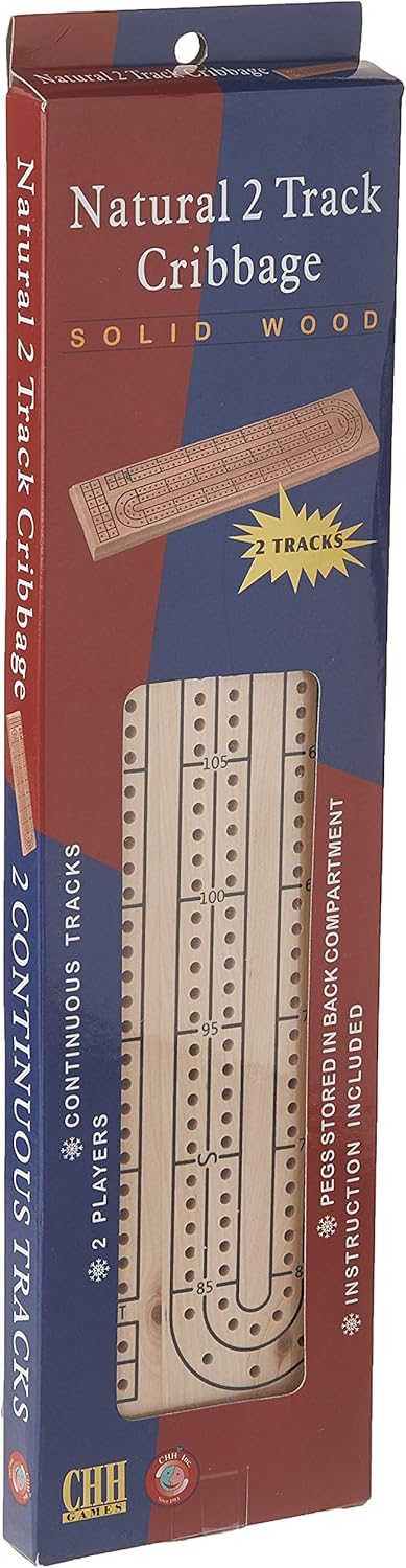 Natural 2-Track Wood Cribbage Board Game...