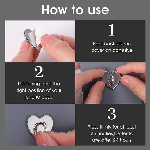 12 Pieces Phone Charm Hook, Cell Phone Finger Ring Phone Keychain Ring Adhesive Metal Phone Finger Grip Loop Stand Heart Holder for DIY Phone Case...