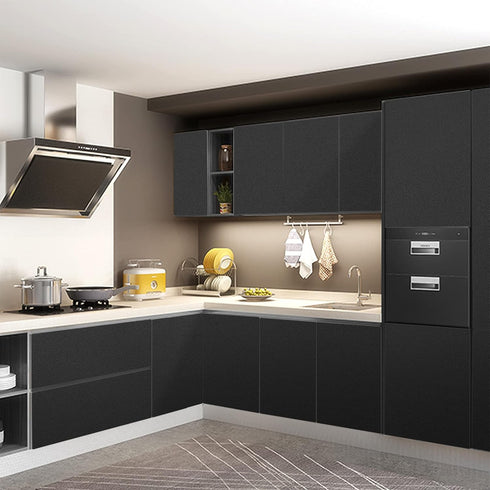 Matte Black Contact Paper 16"x78.7" Black Peel and Stick Wallpaper Thick Black Wallpaper Waterproof Decorative Self Adhesive Vinyl Film Wrap Conta...