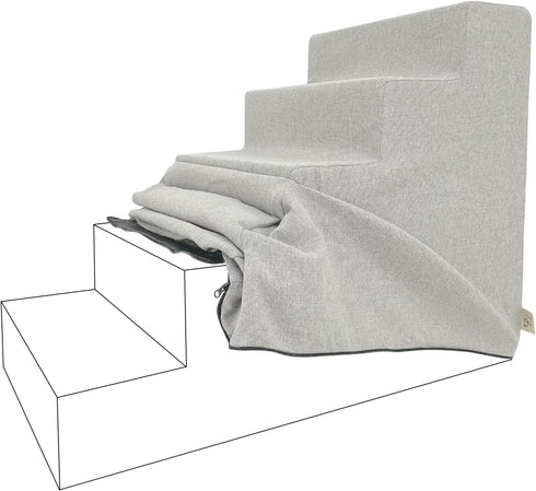 Best Pet Supplies Foam Pet Steps Cover for Small Dogs and Cats, Portable Ramp Stairs for Couch, Sofa, and High Bed Climbing (Cover Only) - Sand, 5...