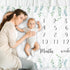 CSFOTO Baby Milestone Blanket 60''x40'' Eucalyptus Leaves Newborn Photography Props Blanket for Boy & Girl Personalized Shower Props Baby Age Blan...