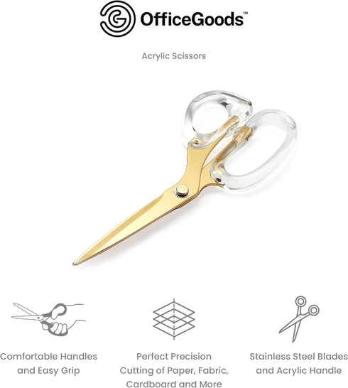 OfficeGoods 9” Stainless Steel Acrylic Scissors for Office and Home - Aesthetic and Sharp All Purpose Scissors, Perfect for Sewing, Arts and Craft...