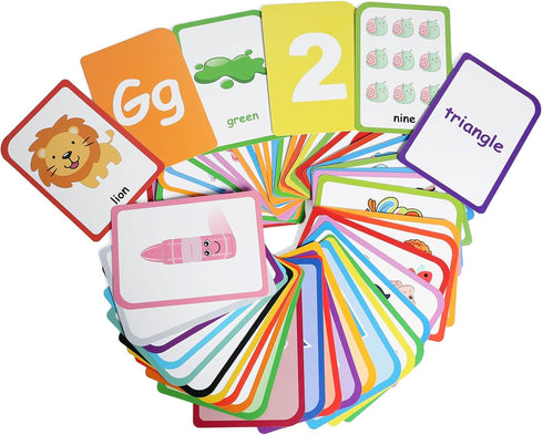 ZazzyKid Flash Cards for Toddlers Learning: 54 Double Sides Flashcards for Alphabets, Numbers, Colors, Shapes - Educational Toys for Preschool...