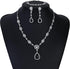 FIBO STEEL Clip on Rhinestone Jewelry Set for Women Party Prom Bridal Bridesmaid Jewelry for Wedding Teardrop Pendant Earrings Necklace Bracelets ...