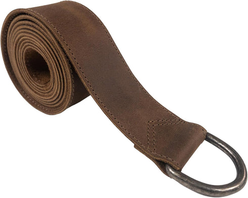 Viking Belt for Men with Stitching, Renaissance Knight Belt, Half Ring Closure, LARPing, Full Grain Leather, Handmade Accessories, Bourbon Brown...