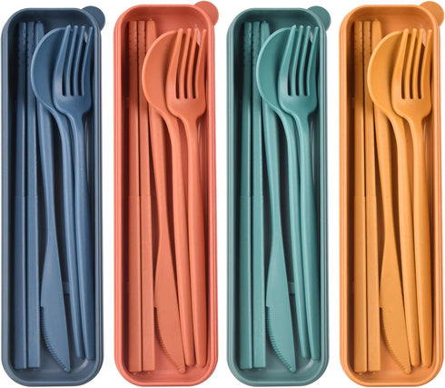 Travel Utensils with Case, Reusable Utensils Set with Case, Lunch Box Utensils Set Portable Utensils Set for Lunch Box School Picnic Travel Campin...