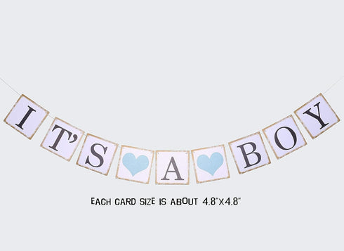 luckylibra Boy baby shower decorations, It is a Boy Banners Elephant Garland and Paper Lantern Paper Flower Pom Poms ?Blue White Grey?...