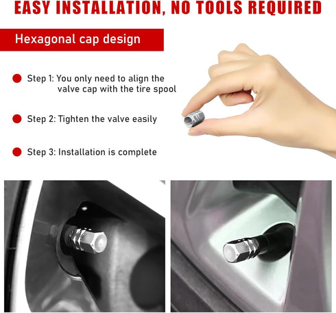 Zicine 12 PCS Car Tire Valve Stem Caps, Aluminum Alloy Wheel Valve Covers with Rubber O-Ring, Corrosion Resistant Leak-Proof Tire Air Cap Set, Uni...