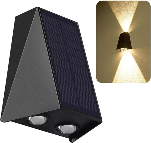 Solar Lights Decorative Up Down Wall Sconce Light Flood Lights Dusk to Dawn Outdoor Lighting Fixture Backyard Lights Outdoor Deck Lights Fence Sol...