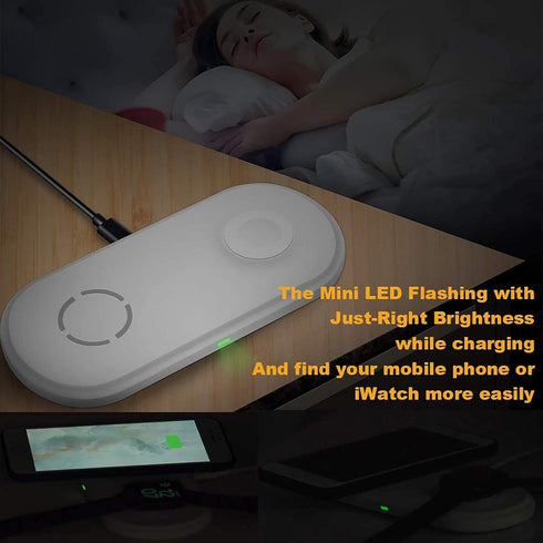 MFi Certified 2-in-1 Wireless-Charger-for-Watch-iPhone Airpods 10W Fast Qi Wireless-Charging-Mat iWatch Charger Pad Station for iPhone 13/13 Pro/1...