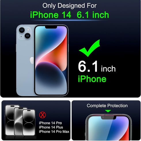 IMBZBK 3 Pack Screen Protector for iPhone 14 Tempered Glass with 3 Pack Camera Lens Protector, Accessories 9H Anti Scratch for Apple 14, 2.5D Curv...