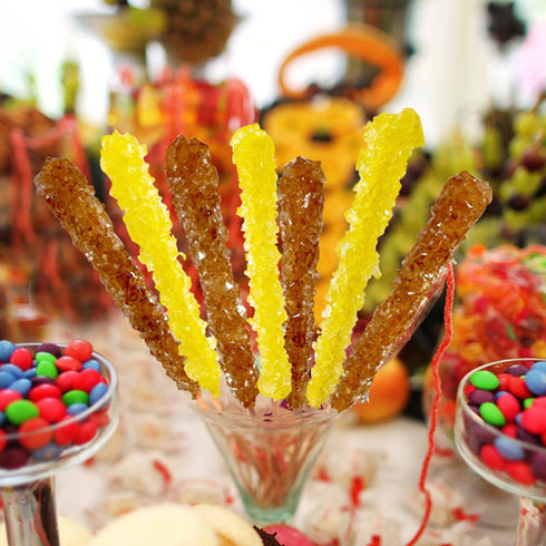 Extra Large Rock Candy Sticks: 6 Yellow Rock Candy Sticks - Banana - Individually Wrapped for Party Favors, Candy Buffet, Showers, Receptions, Old...