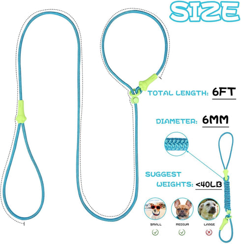 DaFuEn 6 FT Dog Slip Lead Dog Leash Dog Classic Training Leash Lightweight Durable Slip Leads for Dogs No-Pull Slip Leash and Collar Dog Leash for...