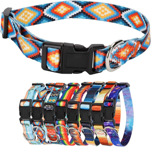 Dog Collar with The Diamond Pattern for Small Medium Large Dogs, Adjustable Soft Puppy Collars with Quick Release Buckle (M Neck 13.0''-19.7'')...