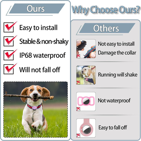 Waterproof Airtag Dog Collar Holder Compatible with Apple AirTag, Silicone Waterproof Air Tag Case for Dog Collar, Anti-Lost AirTag Holder for Pet...
