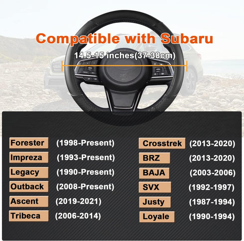 GIANT PANDA Customized Auto Steering Wheel Cover for Subaru Forester, Car Steering Wheel Cover for Subaru Outback and Crosstrek - Solid Black...