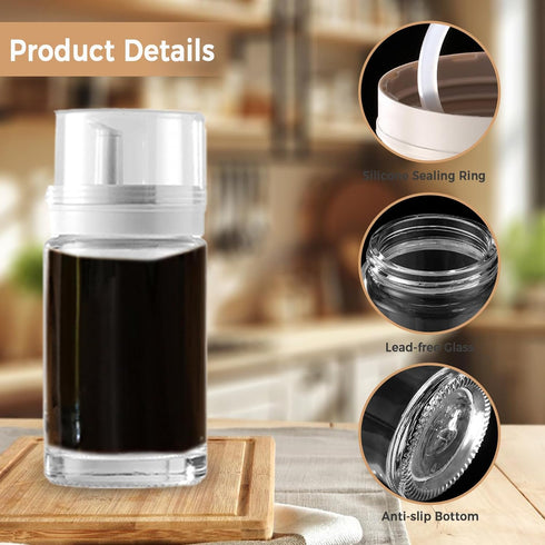 Small Glass Oil and Vinegar Dispenser Bottles - 3.4oz - Leakproof, Perfect for Kitchen Use...