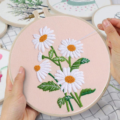 Louise Maelys 4 sets Floral Embroidery Kits for Beginners,Cross Stitch Kit for Adults,DIY Needlepoint Kits for Starters including embroidery cloth...