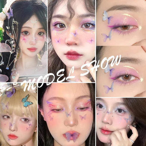 Glitter Rhinestones Pearl Butterfly Stickers for Eye Face Makeup Decoration Heart Star Gems Shiny Fairy Bow Butterflies Self Adhesive Body Hair Je...