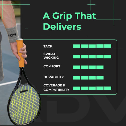 ADV MaxTac Tacky Tennis Overgrip - 12 Pack Extremely Sticky Non-Slip Tennis Grips Overgrip - Razor-Thin & Easy to Use Pro Tennis Racquet Grip Tape...