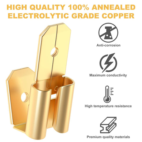 20 Pcs Piggyback Spade Connectors, 3 Way Adapter Dual Male to Single Female Unisulated Brass Quick Electrical Disconnect Connectors Piggyback Term...