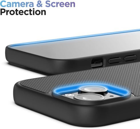 ENCASED Privacy Case Designed for iPhone 15 (2023) Flexible Slim-fit Grip Cover with Anti-Spy Screen Protector, 9H Tempered Glass (Black)...