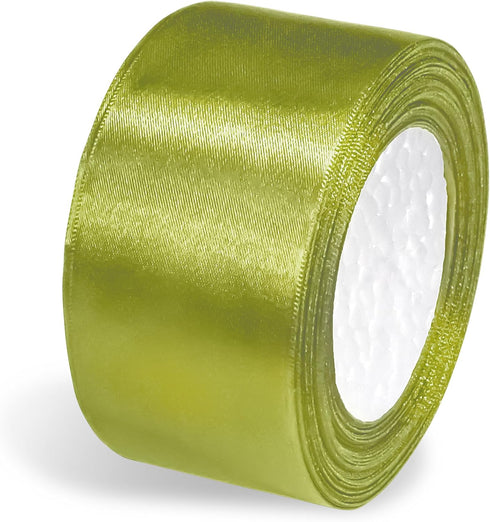 2 inch Light Olive Ribbon Satin Double Face Ribbons for Gift Wrapping Party Decoration Floral Arrangement Silk Ribbon for Wedding Decor Ribbon Lig...