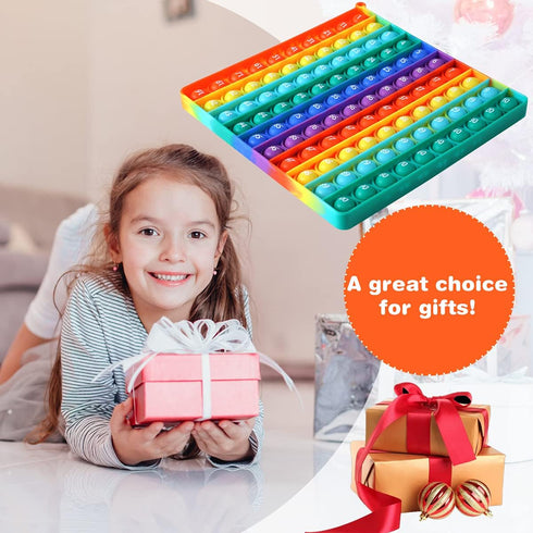 Math Toys P0p with Numbers, Kingmall 1-100 POP Rainbow Square Fidgett Ttoy 100bubbles Learning Tool for Teachers to Create Kinds of Math Manipulat...