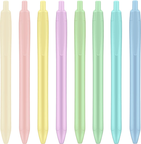 Pastel Retractable Ballpoint Pens,Medium Point 1.0mm Black Ink,Quick Drying,Smearing and Smudging Proof,Smooth Ink Pens (8)...