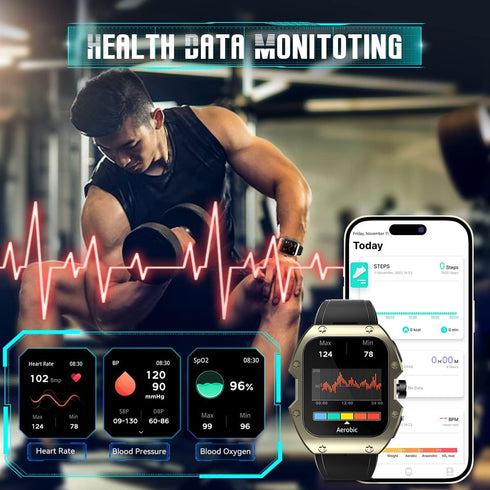 Smart Watches for Men?Make/Answer Call? 1.91" Curved Screen 5ATM Waterpoof Military Fitness Tracker Smart Watch for Android iOS Phones Heart Rate ...