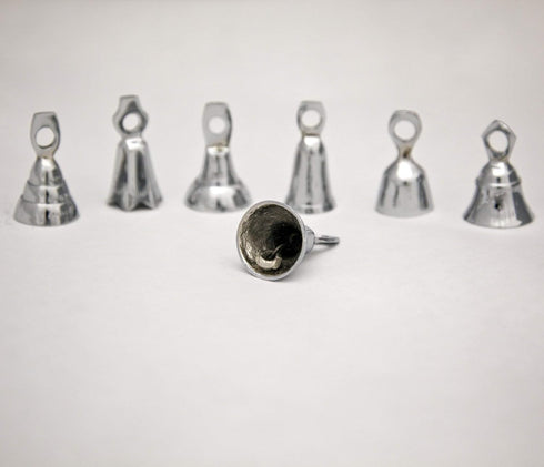 One Dozen 2-inch High Silver Bells Wedding Motorcycle Brass Bells Chrome Plated...
