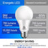 Energetic 4-Pack Light Bulbs 60 Watt Equivalent, A19 Daylight LED Light Bulbs, 15000 Hrs, E26 Base, UL Listed, Non-Dimmable, 9W 5000K Daylight Lig...
