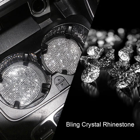 Car Cup Holder Coaster, 2 Pack Fashion Anti-Slip Shockproof Universal Vehicle Cup Holders Coasters Insert Bling Crystal Rhinestone Auto Automotive...